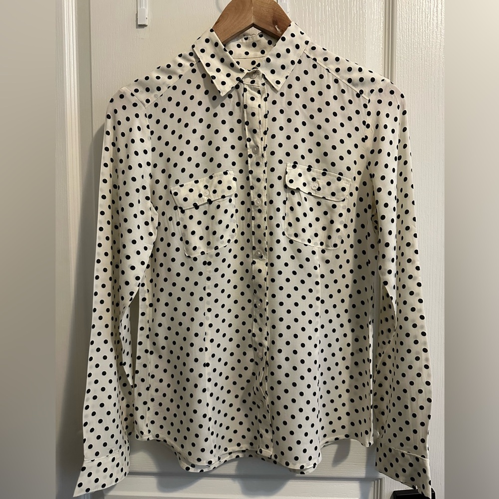 LOFT Polka Dot Shirt - Black and White - Picture 3 of 8